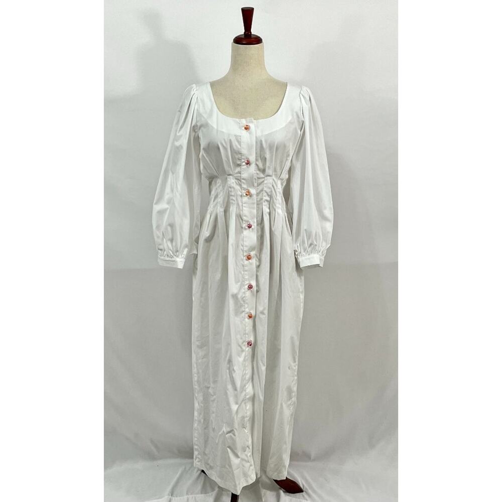 HANANE HOTAIT Sz 38 6 US White Cotton Midi Shirt Dress Zuleika NWT